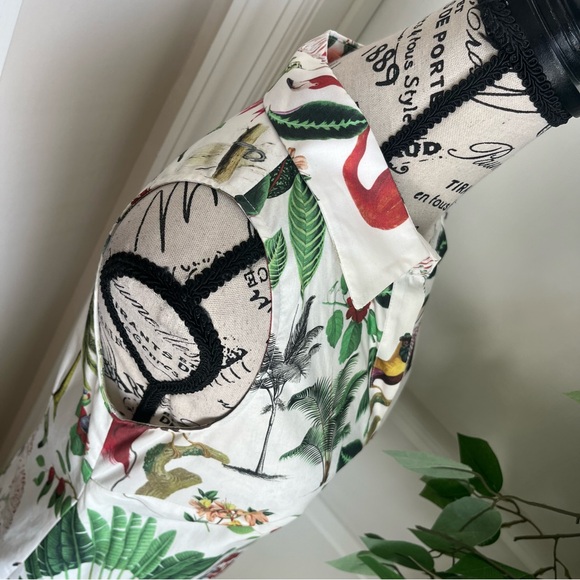 Vilagallo Jungle Tropical Print Sleeveless Dress White US Sz 4 - Picture 9 of 16